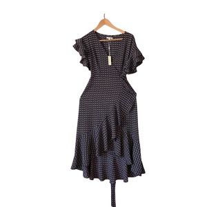 RUFFLED SLEEVE TRI-COLORED ‘MAX STUDIO’ WRAP DRESS!!!